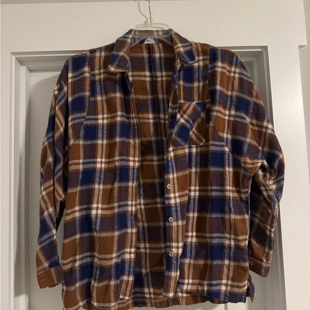 Brown and Blue Plaid Shirt